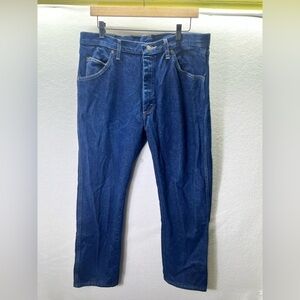 Wrangler Rugged Wear Straight Leg jeans Mens 36/30 Blue Denim Work Comfy 2389